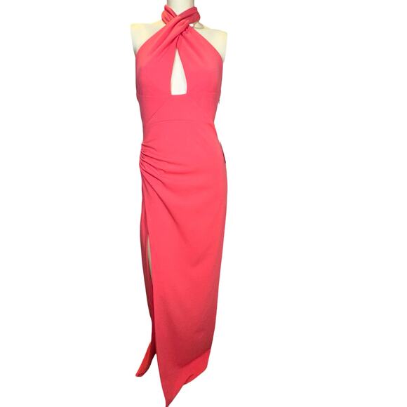 Show Me Your Mumu Adele Halter Maxi Dress Flamingo Pink NWT Size Small - Picture 2 of 8